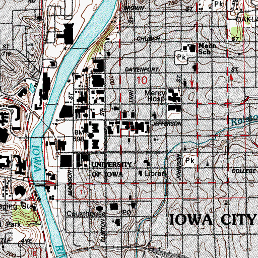 Topographic Map of Van Allen Hall, IA