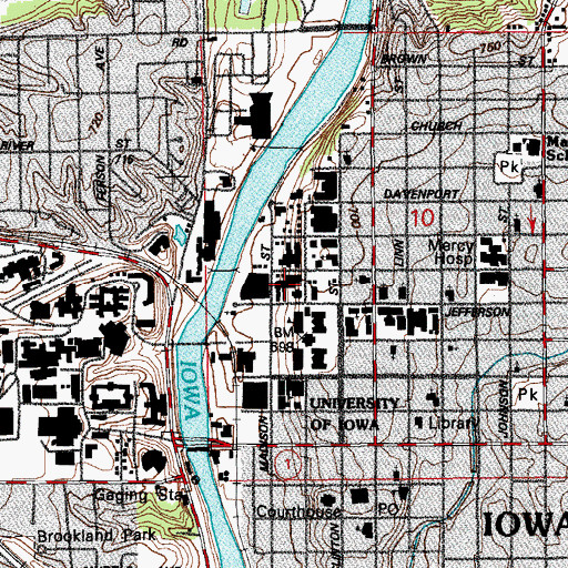 Topographic Map of Calvin Hall, IA