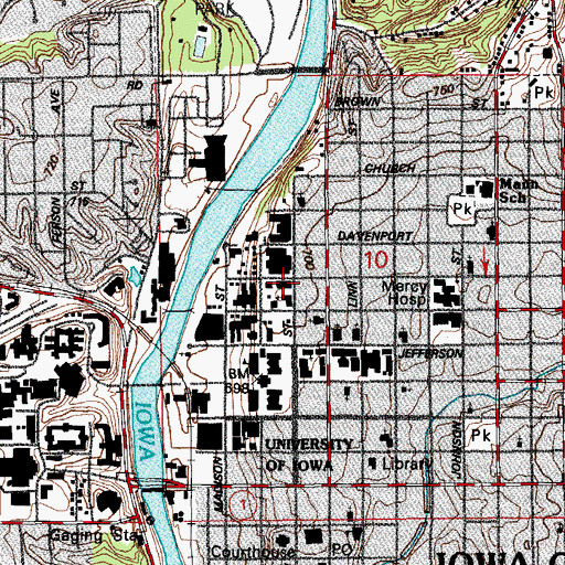 Topographic Map of Daum Residence Hall, IA