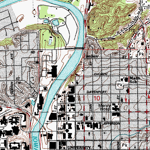 Topographic Map of Presidents Residence, IA