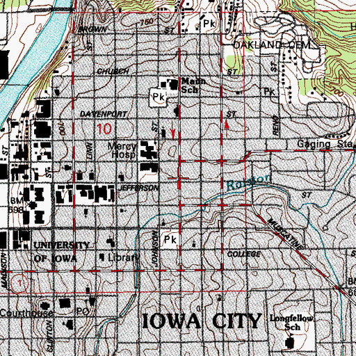 Topographic Map of Iowa City Heart Center, IA