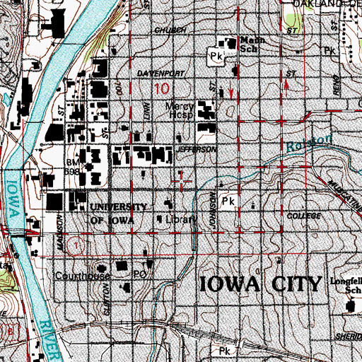 Topographic Map of Iowa City Police Department, IA