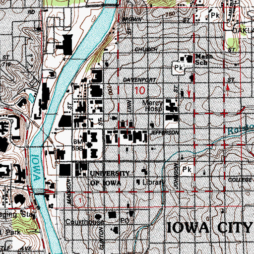 Topographic Map of First United Methodist Church, IA