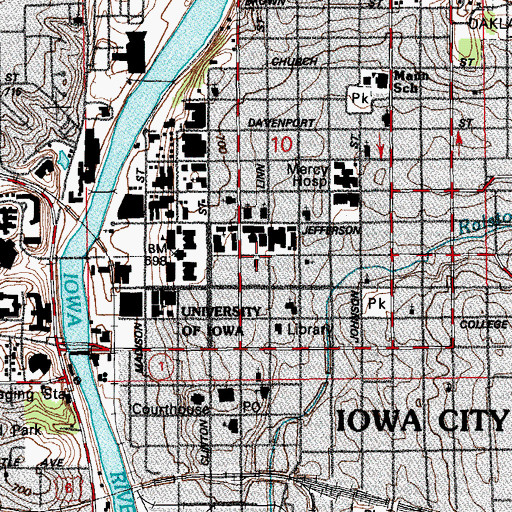 Topographic Map of First Christian Church, IA