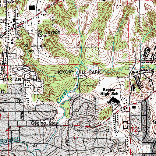 Topographic Map of Hickory Hill Park, IA