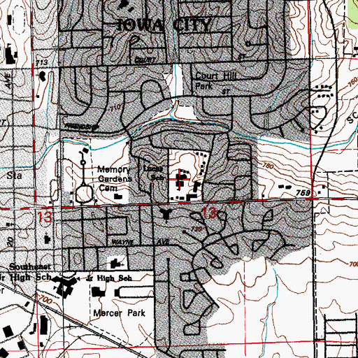 Topographic Map of Lucas Elementary School, IA
