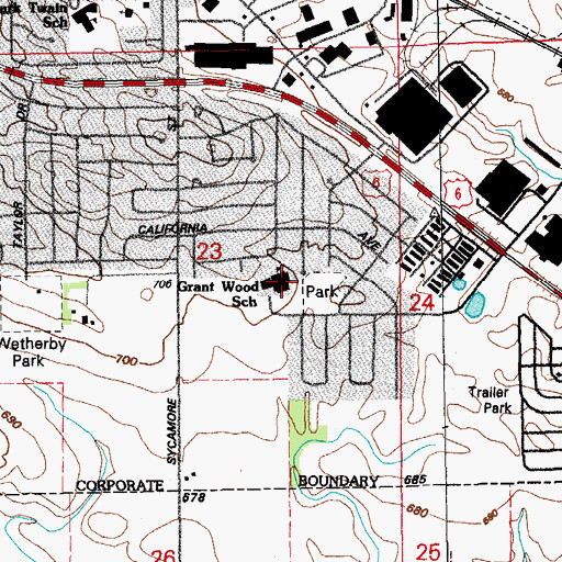 Topographic Map of Grant Wood Elementary School, IA