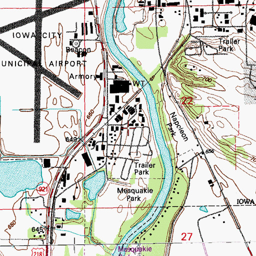Topographic Map of Napoleon Park, IA