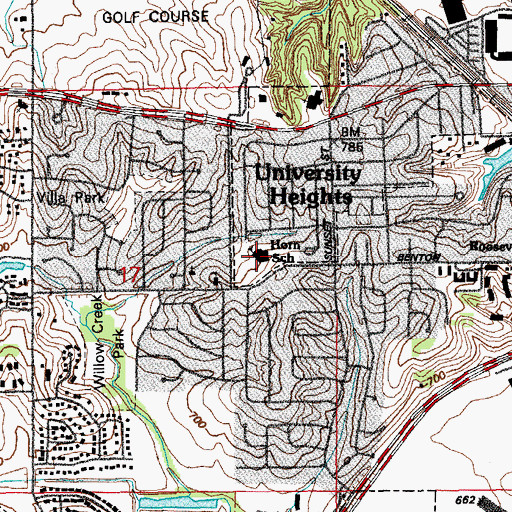 Topographic Map of Ernest Horn Elementary School, IA