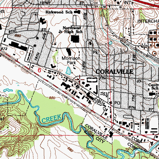 Topographic Map of Coralville Police Department, IA