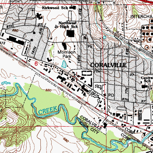 Topographic Map of Coralville Public Library, IA