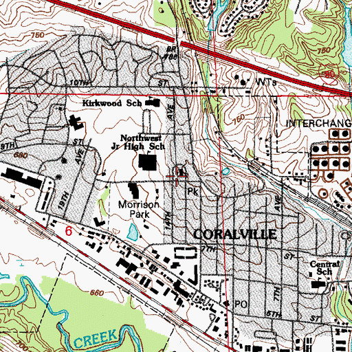 Topographic Map of Coralville United Methodist Church, IA