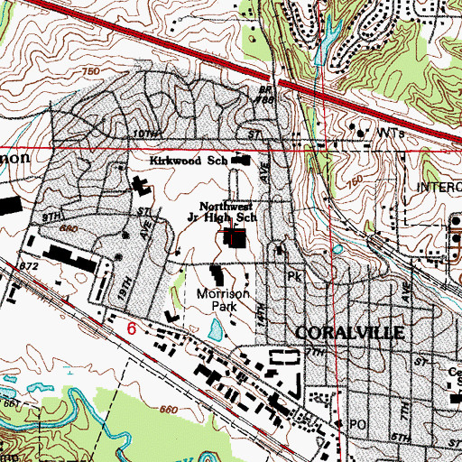 Topographic Map of Northwest Junior High School, IA