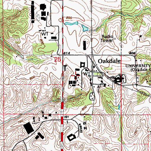 Topographic Map of Oakdale Research Building, IA