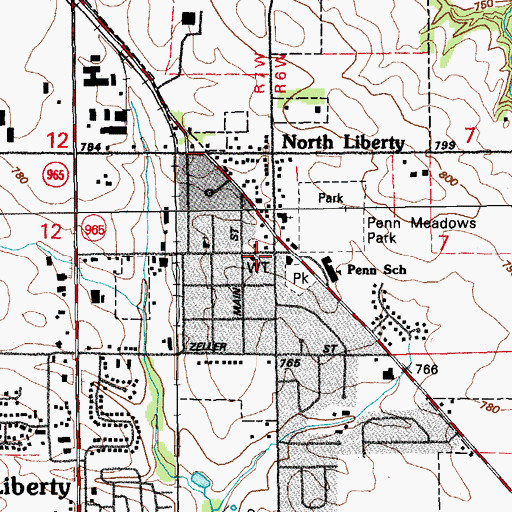 Topographic Map of North Liberty Volunteer Fire Department, IA