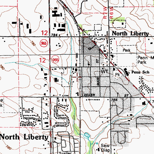 Topographic Map of North Liberty, IA