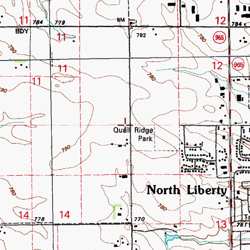 Topographic Map of North Liberty Methodist Church, IA