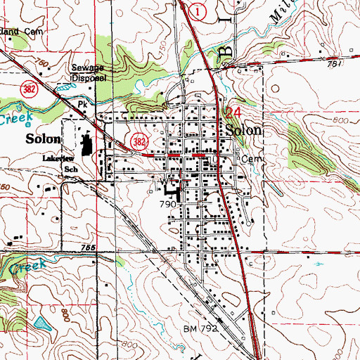 Topographic Map of Solon City Hall, IA