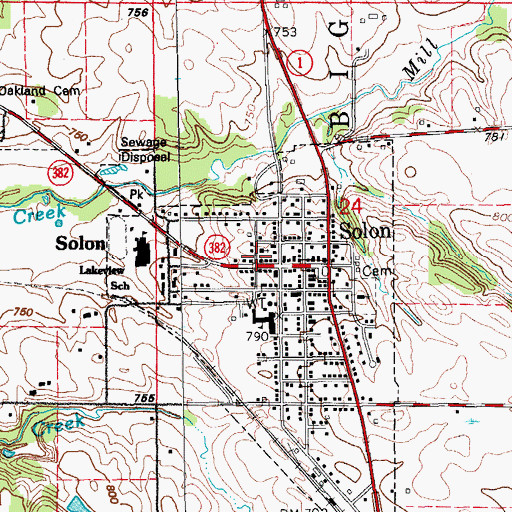 Topographic Map of Solon United Methodist Church, IA