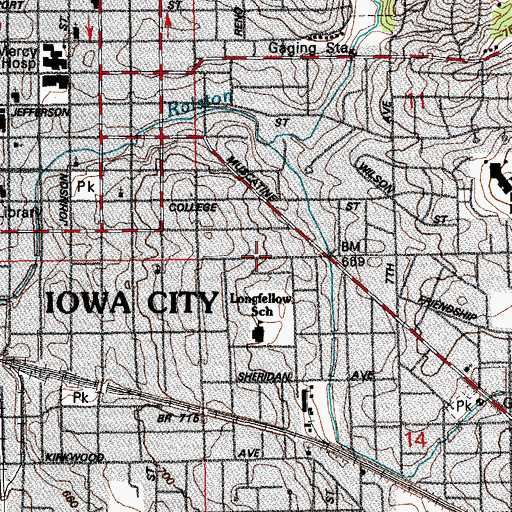 Topographic Map of Old Limestone Shaft Historical Marker, IA