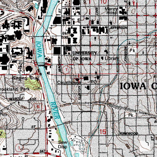 Topographic Map of Johnson County Courthouse, IA