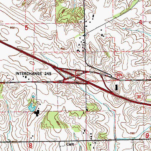 Topographic Map of Interchange 249, IA