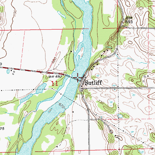 Topographic Map of Sutliff Bridge, IA