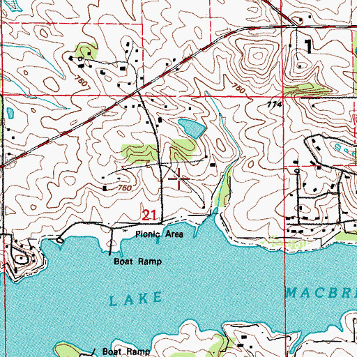 Topographic Map of Lake MacBride State Park Trail, IA