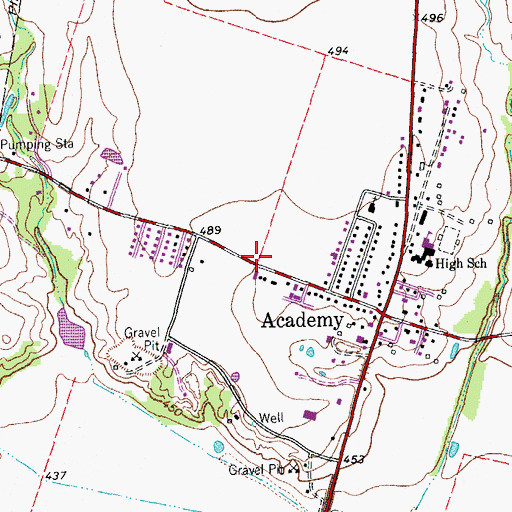 Topographic Map of Academy High School, TX