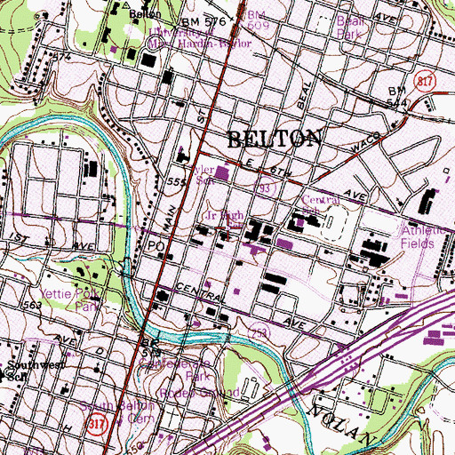 Topographic Map of Belton Junior High School, TX