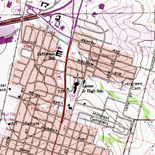 Topographic Map of Lamar Middle School, TX