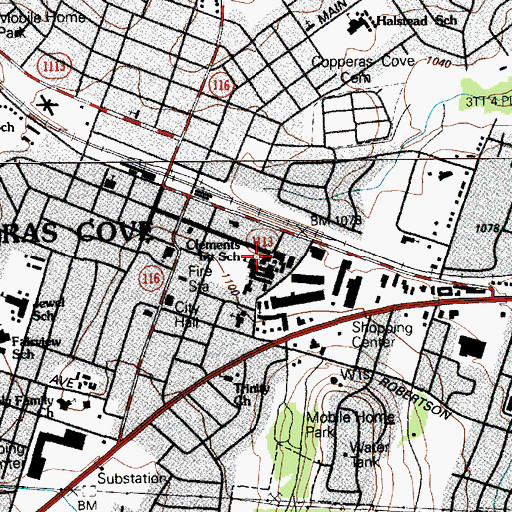 Topographic Map of Crossroads High School, TX