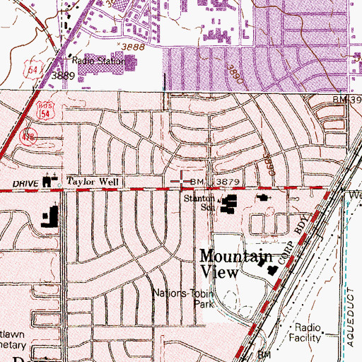 Topographic Map of Stanton Elementary School, TX