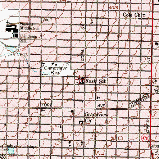 Topographic Map of Rusk Elementary School, TX