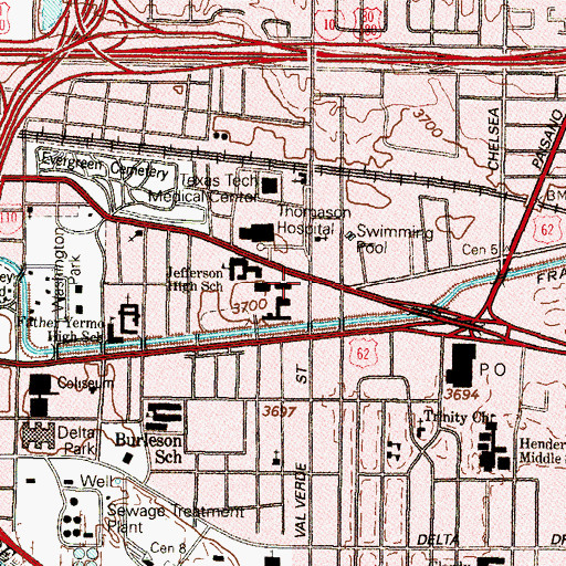 Topographic Map of Silva Health Magnet School, TX