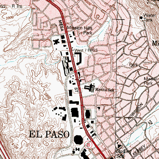 Topographic Map of Mesita Elementary School, TX