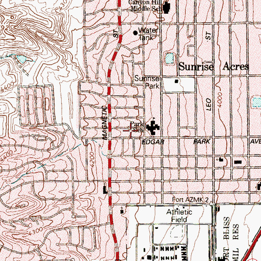 Topographic Map of Park Elementary School, TX