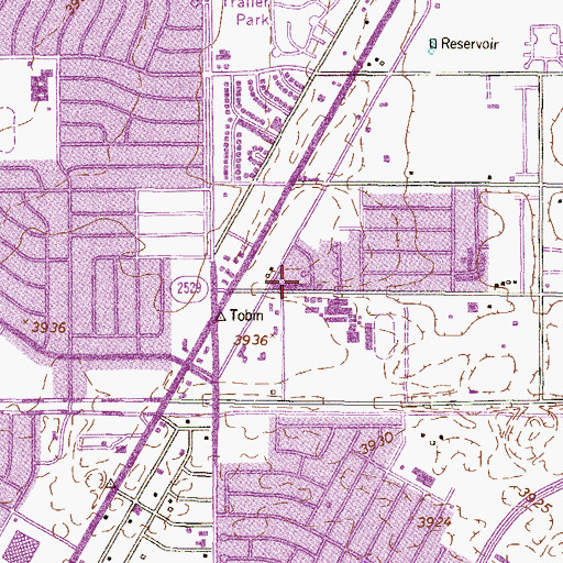 Topographic Map of Parkland High School, TX