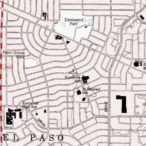Topographic Map of East Point Elementary School, TX