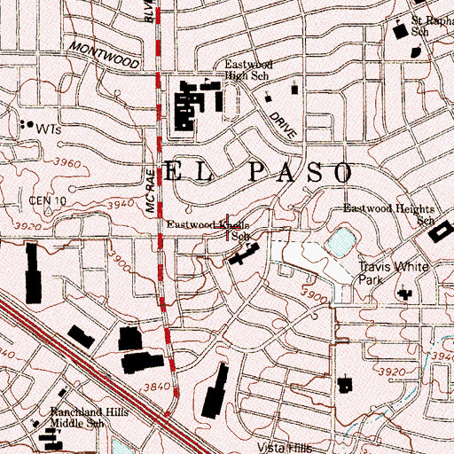 Topographic Map of Eastwood Knolls Elementary School, TX