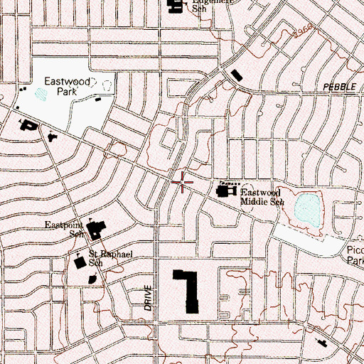 Topographic Map of Eastwood Middle School, TX