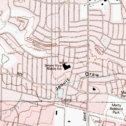 Topographic Map of Desert View Middle School, TX