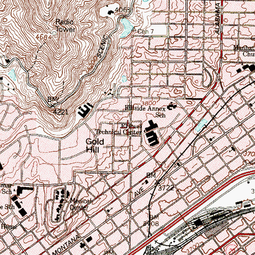 Topographic Map of El Paso School - Age Parent Learning Cent, TX