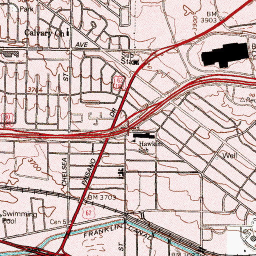 Topographic Map of Hawkins Elementary School, TX