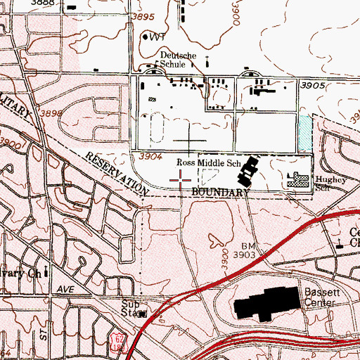 Topographic Map of Hughey Elementary School, TX
