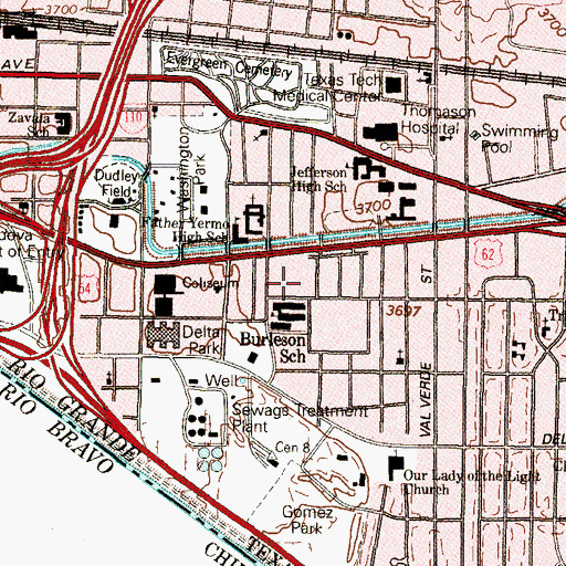 Topographic Map of Burleson Elementary School, TX