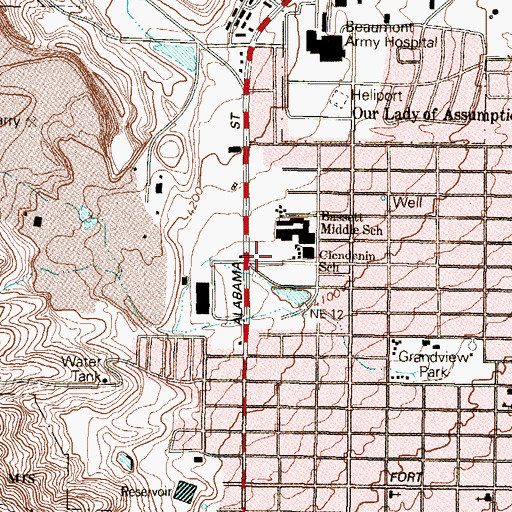 Topographic Map of Clendenin Elementary School, TX