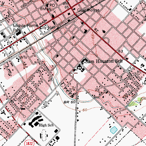 Topographic Map of Sam Houston Primary School, TX
