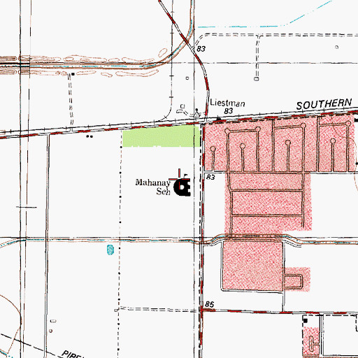 Topographic Map of Viola Mahanay Elementary School, TX