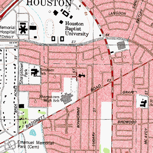 Topographic Map of Sugar Grove Elementary School, TX